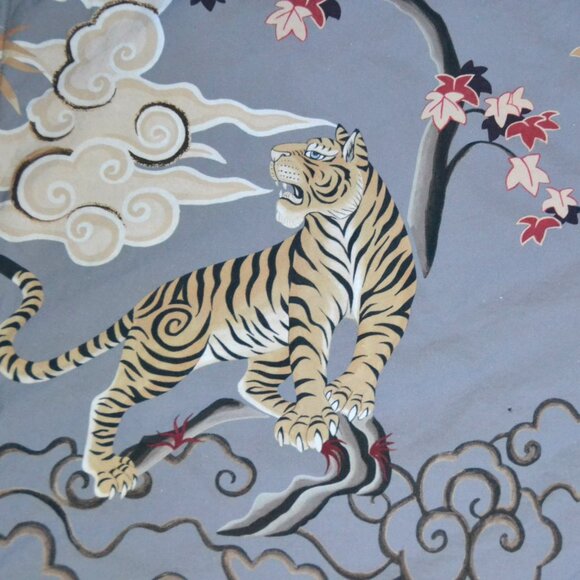 2 Williams Sonoma Kalden Tiger Printed PIllow Shams Gray KING 100% Cotton - Picture 7 of 10
